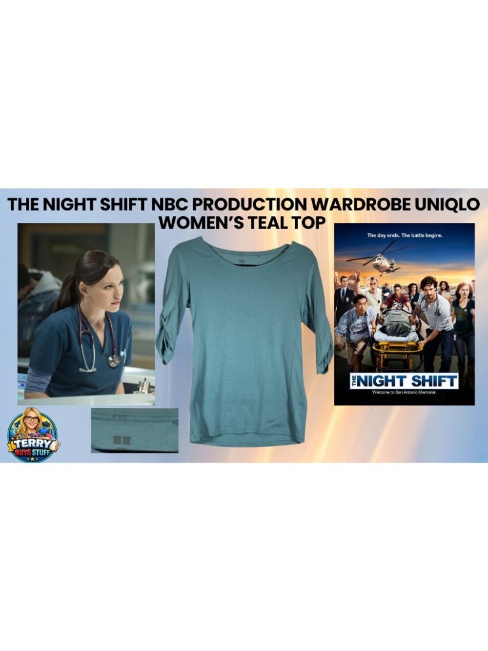 The Night Shift NBC Production Wardrobe Uniqlo Women’s Teal Top Size 10